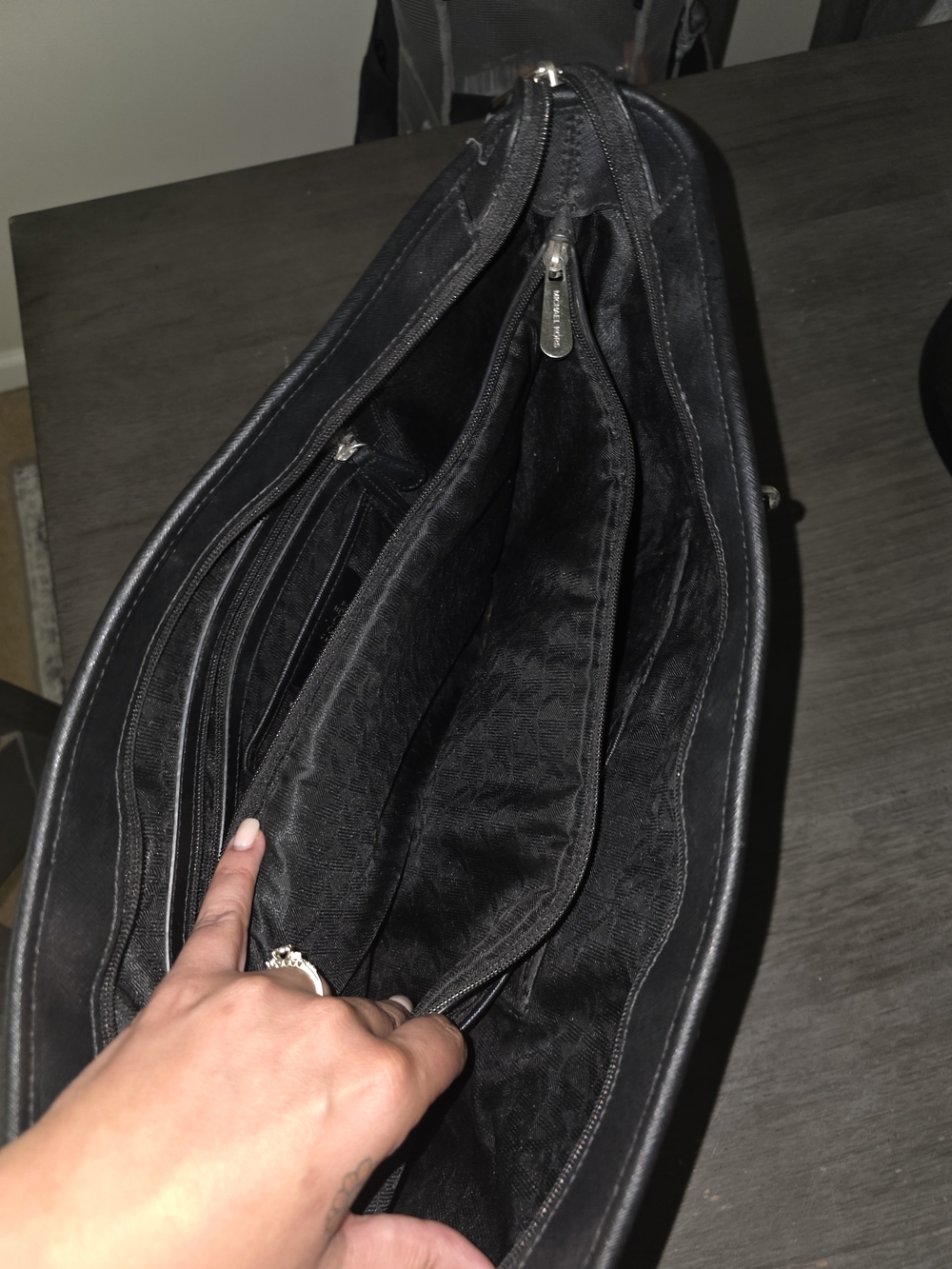 Michael Kors Black Leather Chain-Handle Tote - Picture 4 of 6